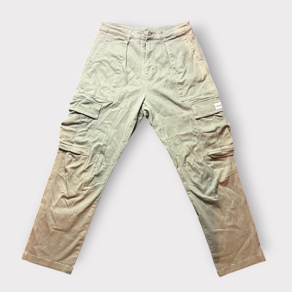 YoungLA 627 Cargo Pants Mens 34L Sage Green Twill Utility Trousers YLA2383